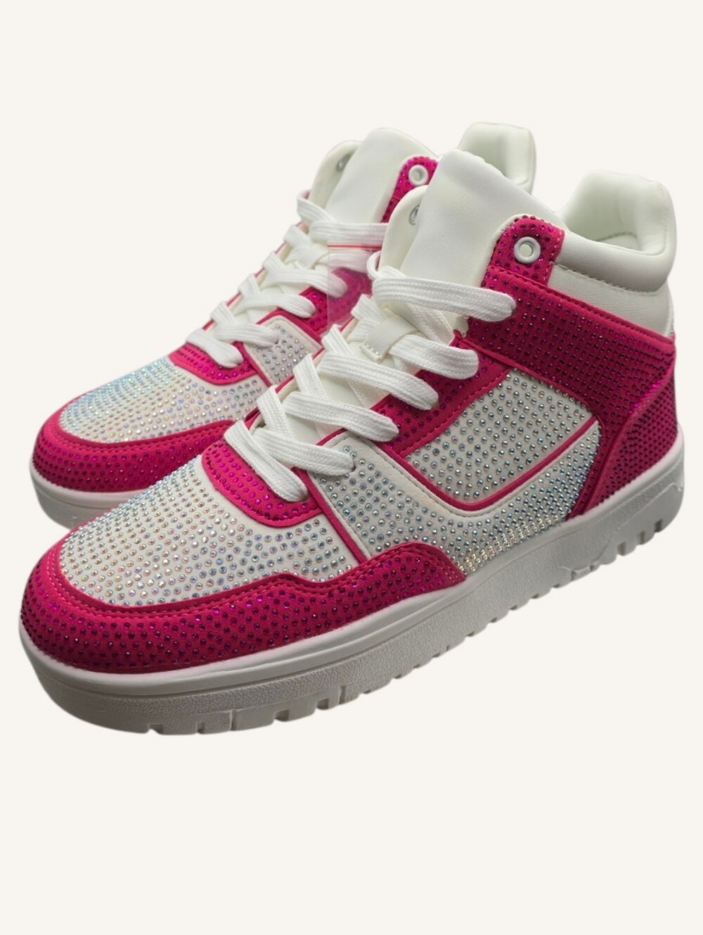 La Sheela Pink Rhinestone High Top Sneakers 8.5 Y2K Campus Streetwear